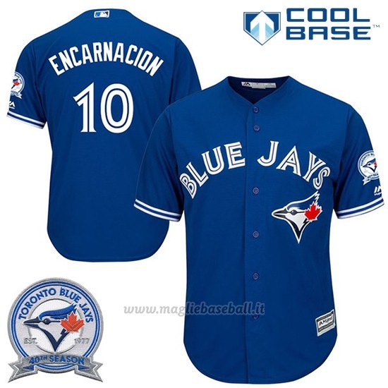 Maglia Baseball Uomo Toronto Blue Jays Edwin Encarnacion 10 Cool Base 40 Anniversario